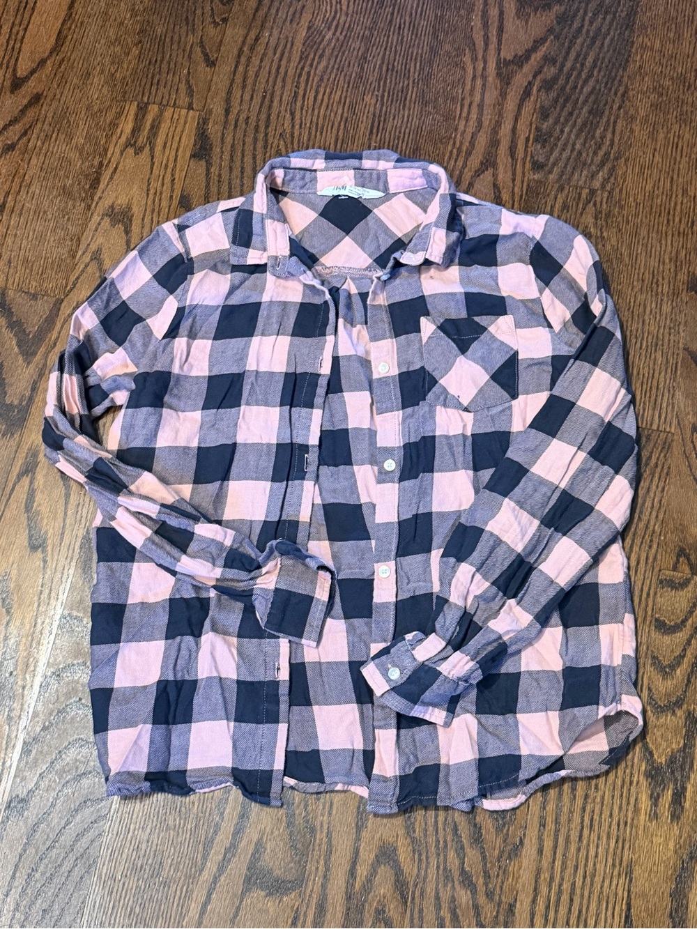 Classic Girls Pink and Black Buffalo Plaid Button-Up Shirt